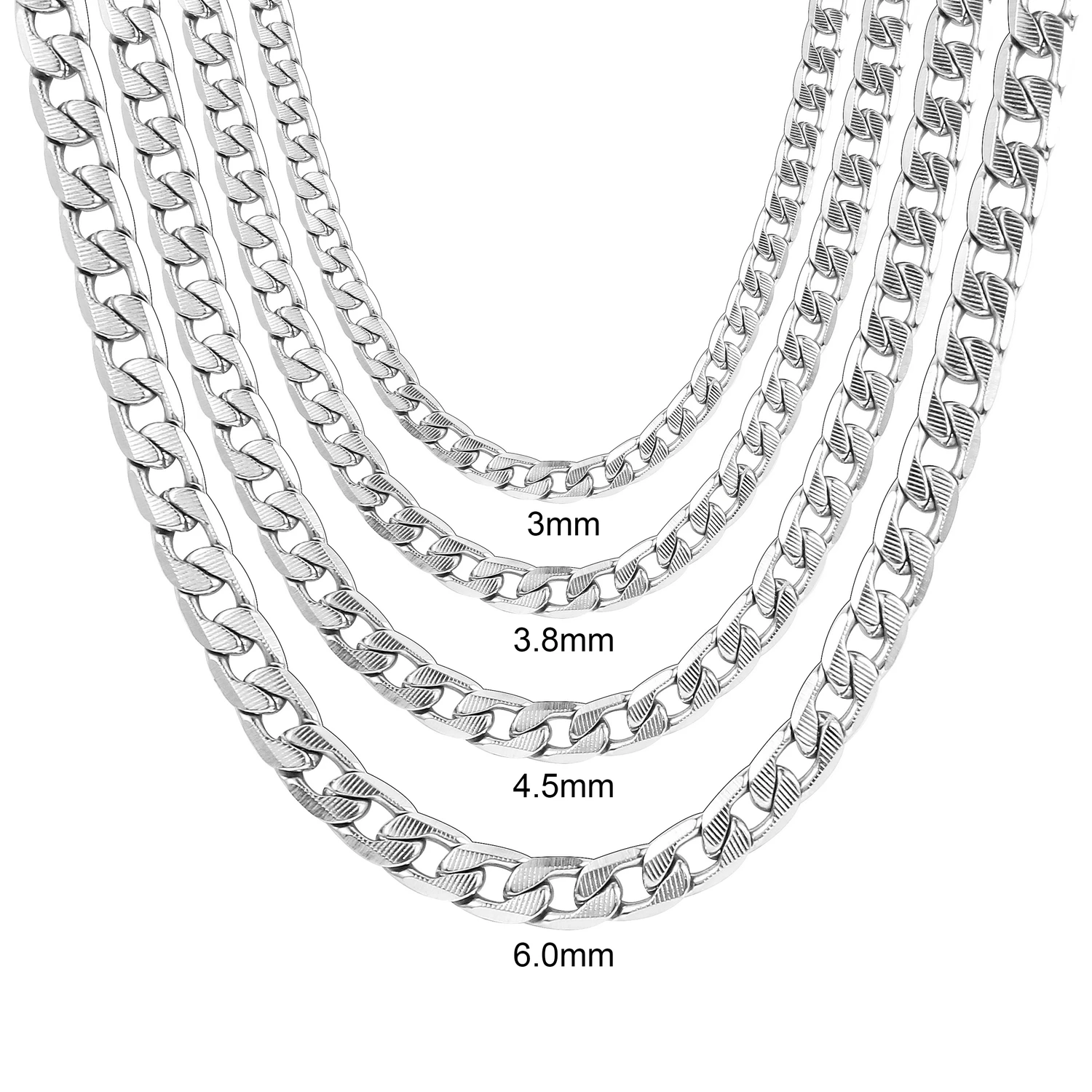 Горячая распродажа Новое поступление серебряное Фигаро из нержавеющей стали звено цепи ожерелье мужские ювелирные изделия ожерелье