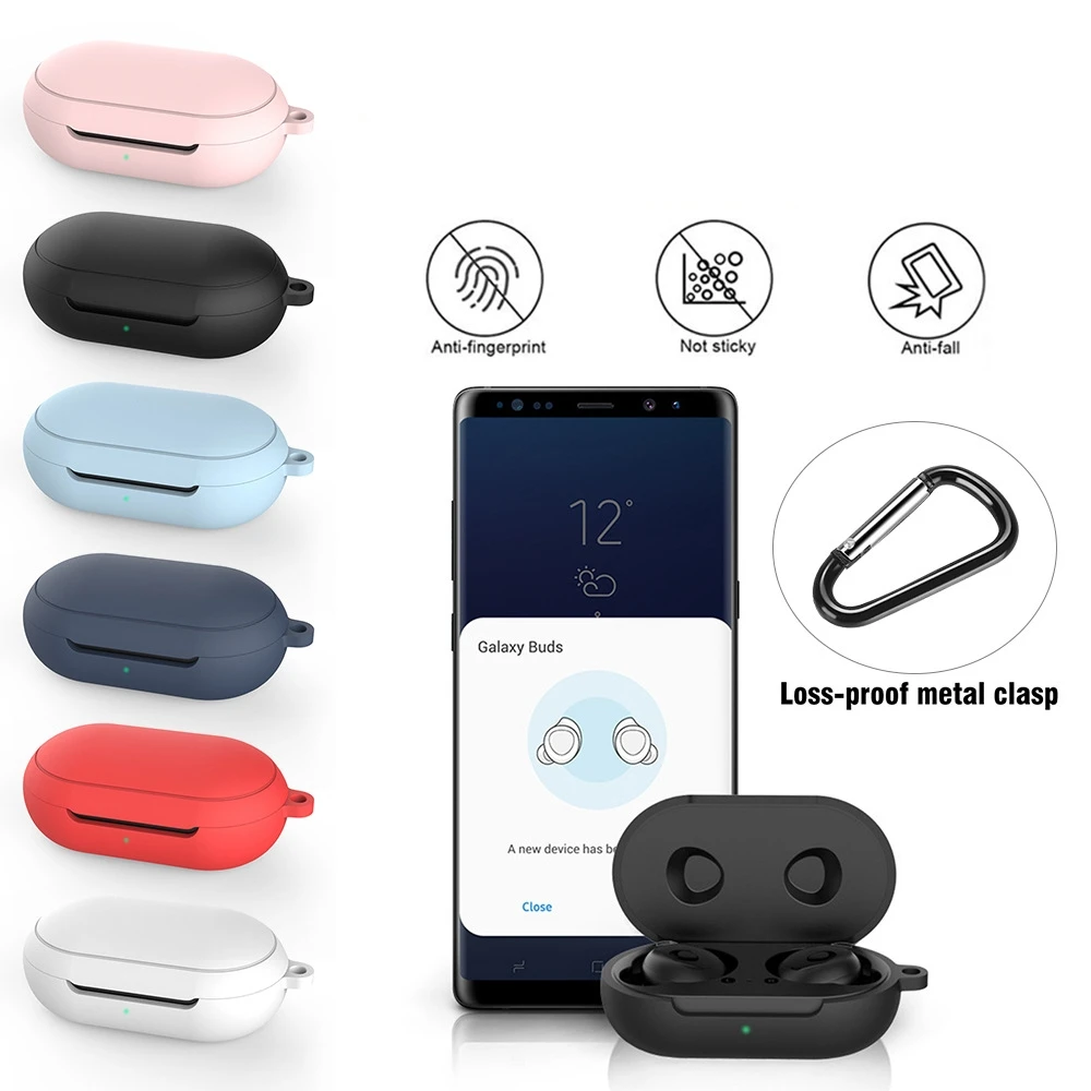 For Samsung Galaxy Buds Case Cover with Keychain, Soft Silicone Skin Shockproof Full-Body Protection Case For Galaxy Buds Plus