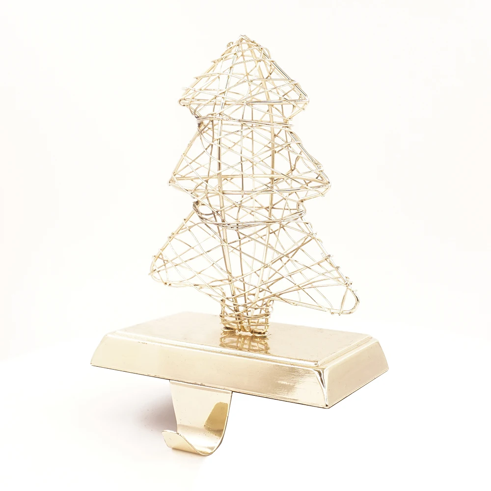 Christmas Ornaments Porcelain White Gold Tinsel Tree Stocking Holder Christmas Window Decoration