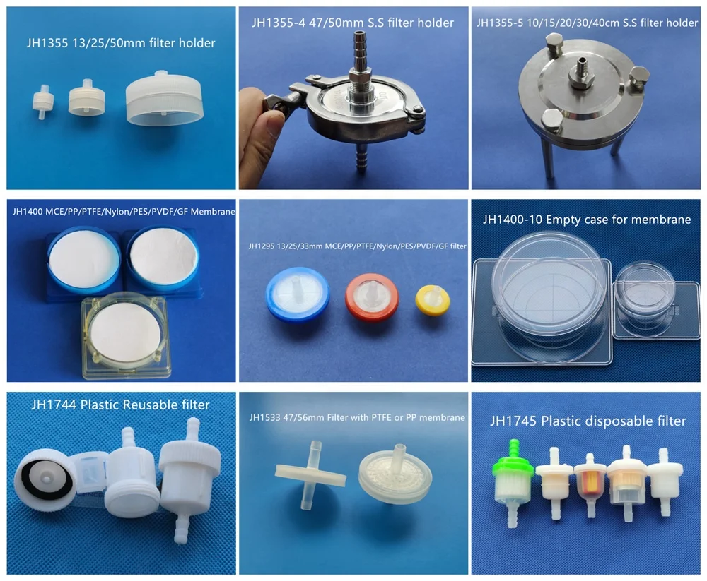 MCE/CN-CA PP PTFE Nylon PES PVDF GF membrane 13 25 33mm Syringe Filter with female luer lock fitting