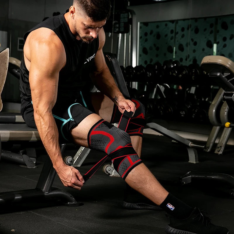 
Hot Selling Amazon Men Sports Compression Sleeve Spring Knee Brace 