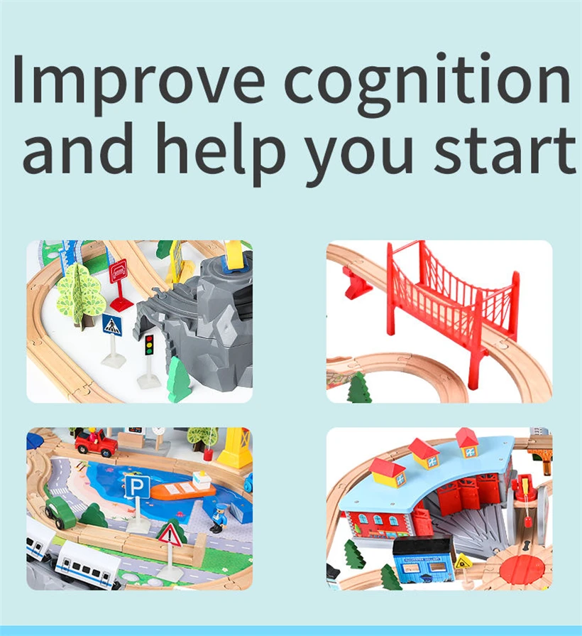 2312 Wooden 146 Pieces Track Train Set Slot Car Track For Boys