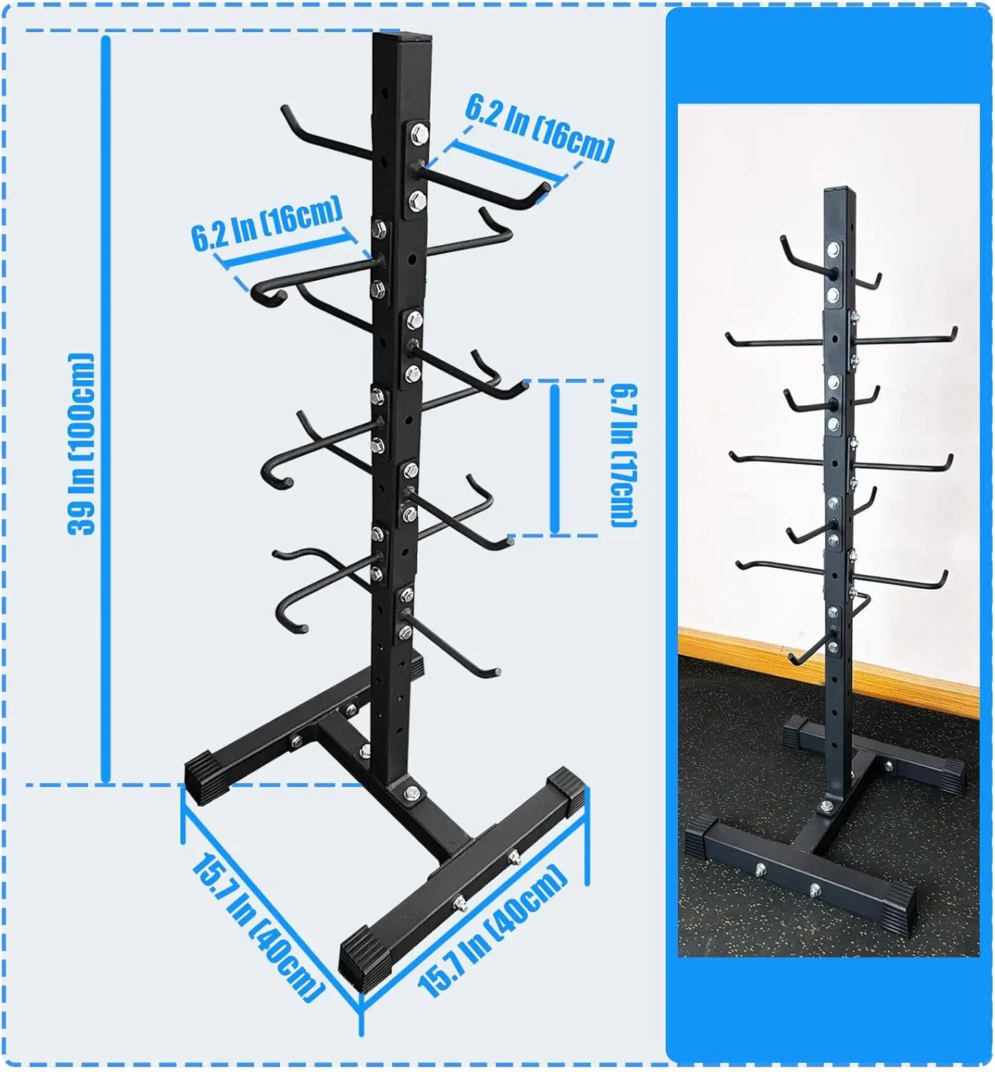 Heavy Duty Steel Gym Storage Cable Attachment Rack Lat Bar Organizer for Different Cable Handles