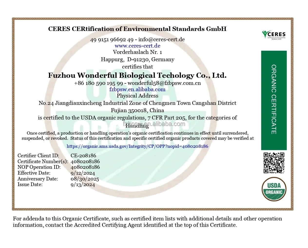 Wonderful Certificate NOP