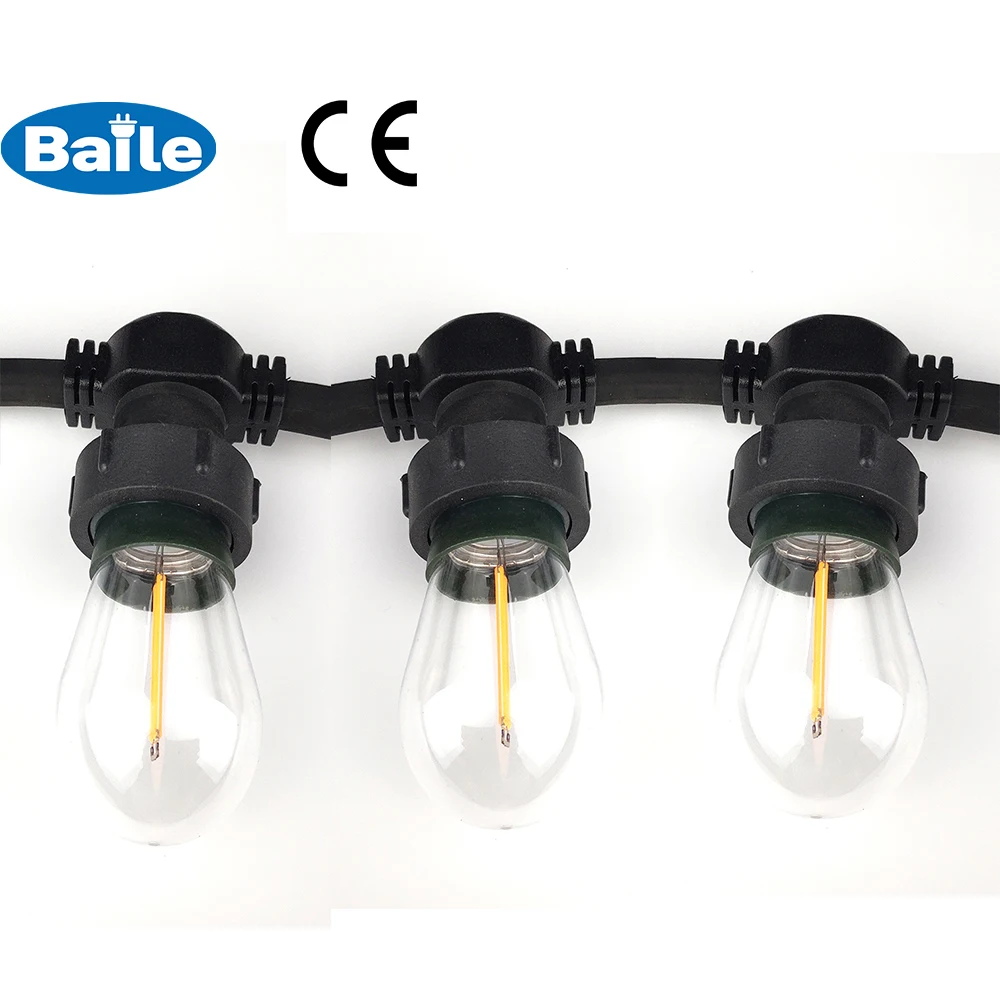 Waterproof Connectable Rubber Belt Festoon Light With Clear Bulb E27 Fixed Socket Christmas Outdoor Led String Light