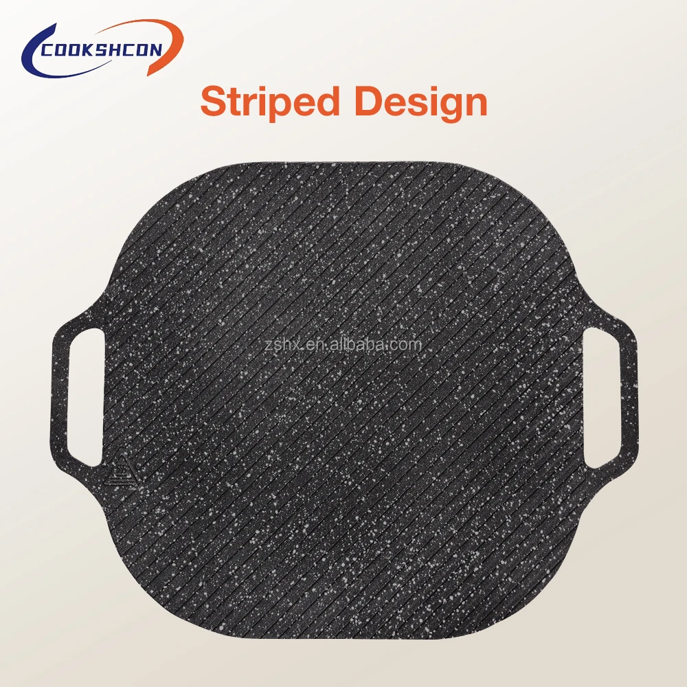 Aluminum forged square grill pan with non stick marble stone coating BBQ Grill Pan Korea Stone Bbq Pan