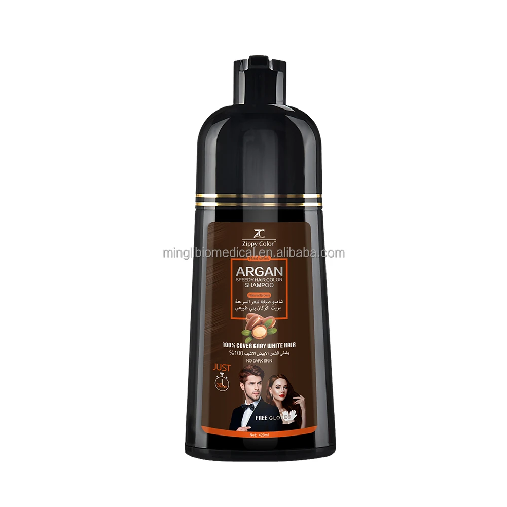 Magic Natural Brown Hair Color Shampoo with Argan Oil OEM & ODM Private Label Hair Dye Shampoo Free Sample Tinte Cabello Color