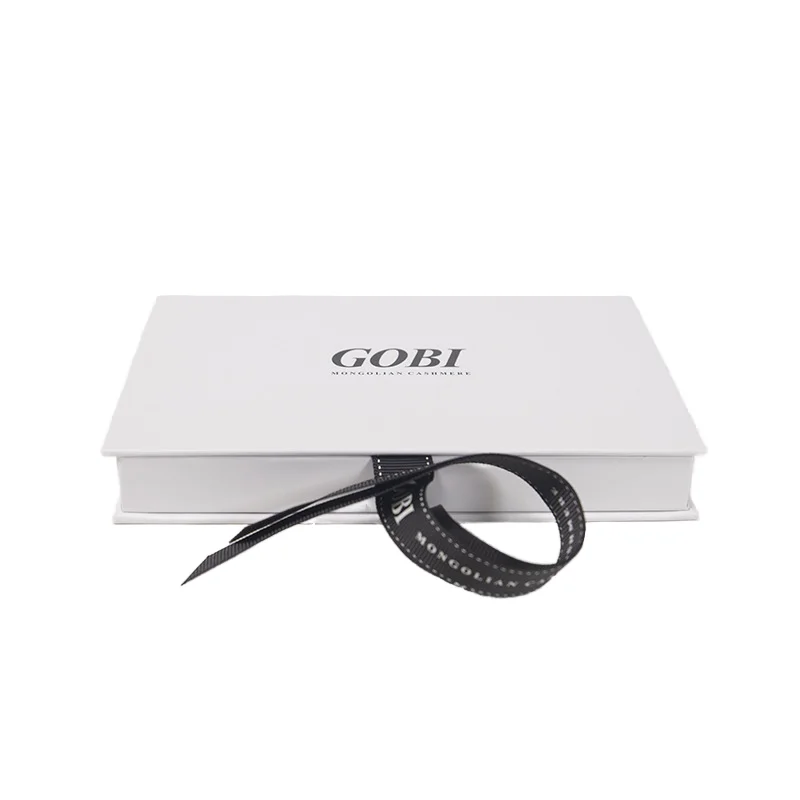 Custom Business Credit Card Box Glossy Laminated White Paper Cardboard Packaging with Ribbon for Shipping Free Gift