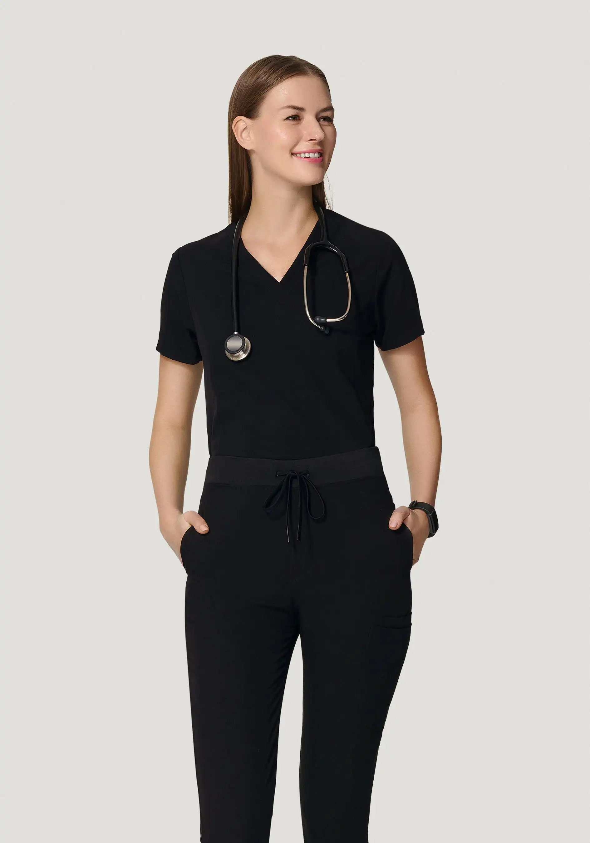 4 Way Stretch Fabric Stylish Spandex textile scrubs uniforms sets Medical Uniforms Dental Assistant dental scrubs for woman