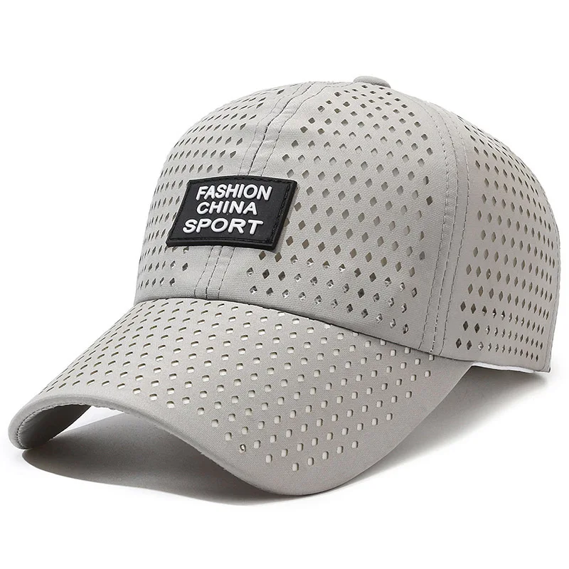 Custom Made Rubber Skin Label Quick-drying Mesh Sports Hat Breathable Baseball Caps Outdoor Sun Visor Caps For Men