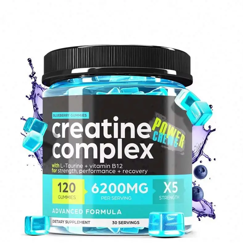 Creatine Monohydrate Gummies 6 Gram for Men & Women 120 Count Ugar-Free Pre Workout Chews Building Muscle