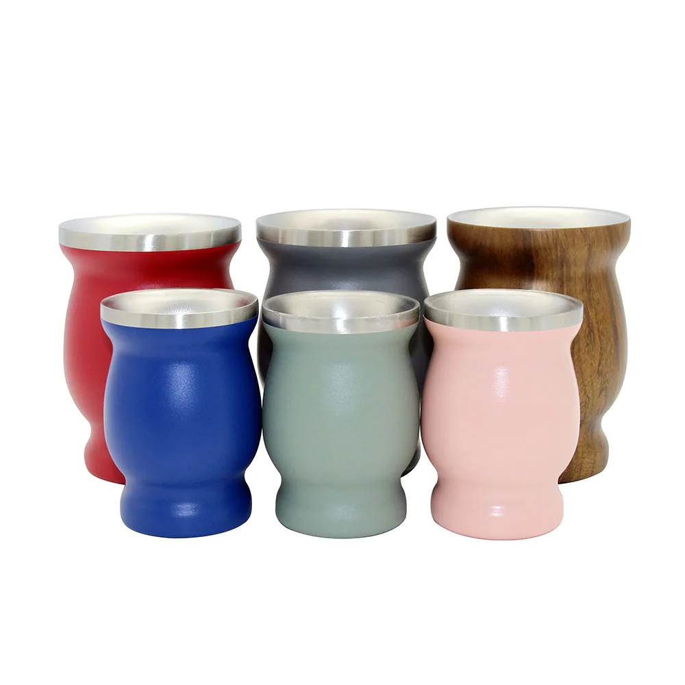 Hot Trending for 2023 Stainless Steel Double-Walled Yerba Mate Cup Mug Natural Gourd/Tea Cups Set with Bombilla