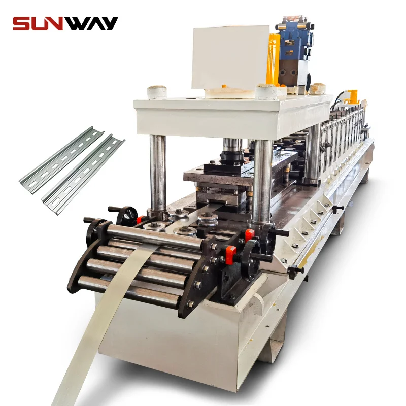 Light Gauge Keel Stud Track Omega Channel Steel Din Rail Roll Forming Machine For Switch Rail