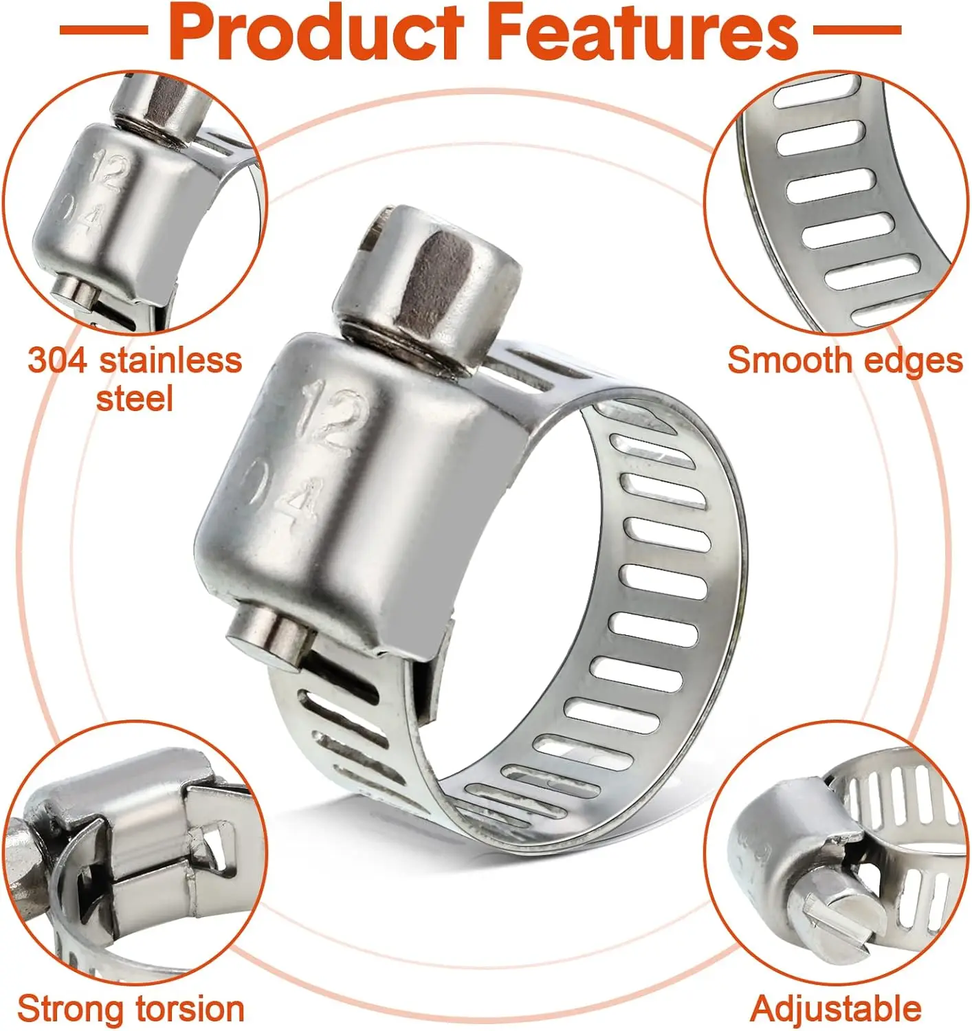 Custom Best Price German Type Quick Fitting Strong stainless steel 304 302 316 6 Inch hydraulic Hose Clamp For Fixing Cable