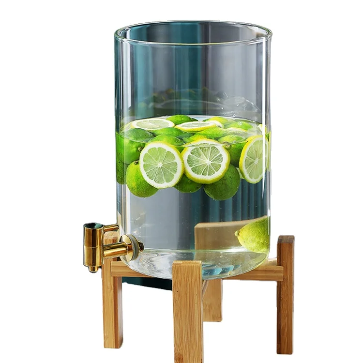 2 Gallon 8L Clear glass mason jar big volume juice glass drink beverage dispenser with tap and metal stainless stand