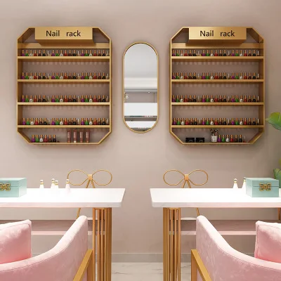 
Nordic Style Nail Polish Display Stand Wall Hanging Salon Decoration Display Rack Simple Beauty Shop Storage Rack 