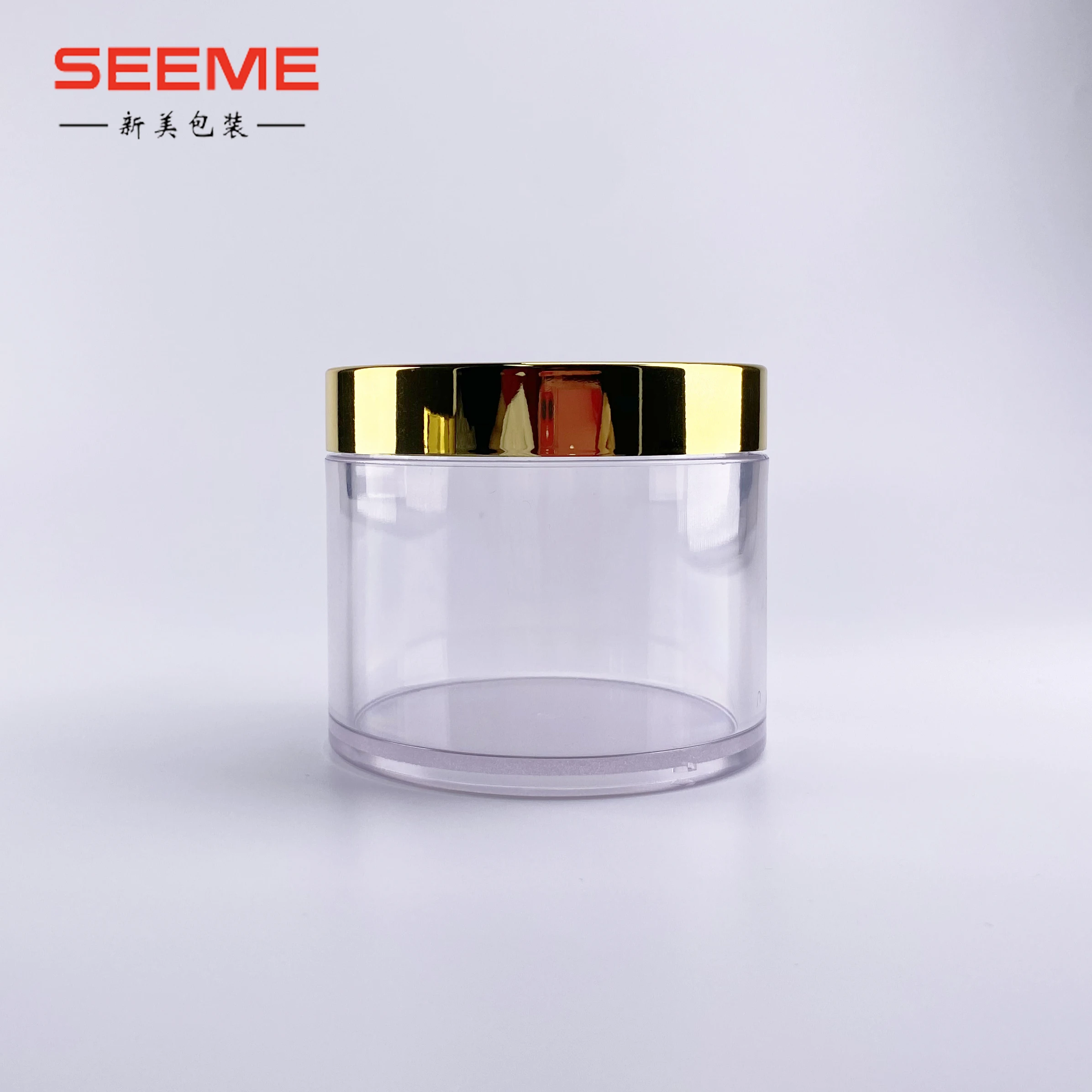 8oz Packaging Container Cosmetics Transparent PETG jar with gold cap for Hair Cream products