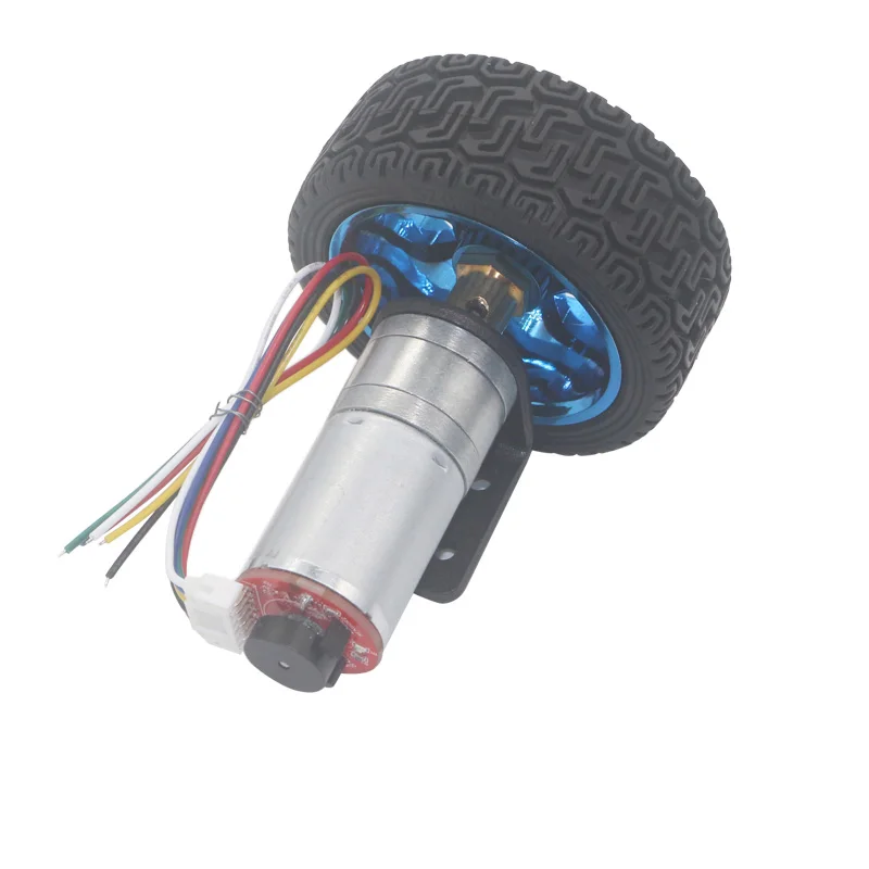 25mm dc motor 50rpm 12-1360 RPM Electric Motor Micro Gear Motor With Encoder Coupling 65mm Wheel Smart Car Kit For Robot DIY