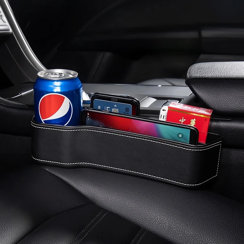 Car Seat Organizer Holder Interior Gaps Storage Bag Box ABS Leather For Key Card Phone Holder Trunk Auto Accessories Universal