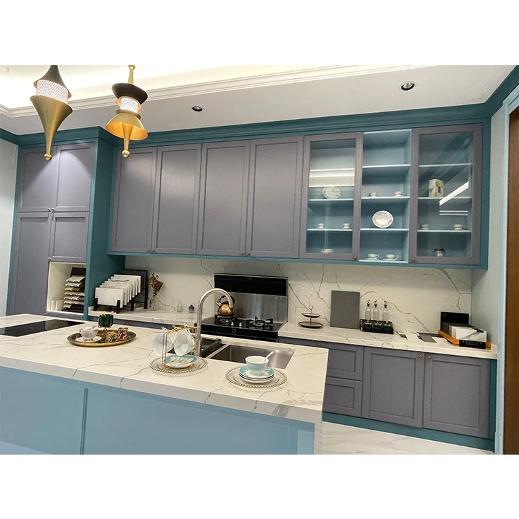 Hasin Factory Wholesale Household Hotel Complete Modular Kitchen Unit Island Storage Furniture Modern Kitchen Cabinet Design