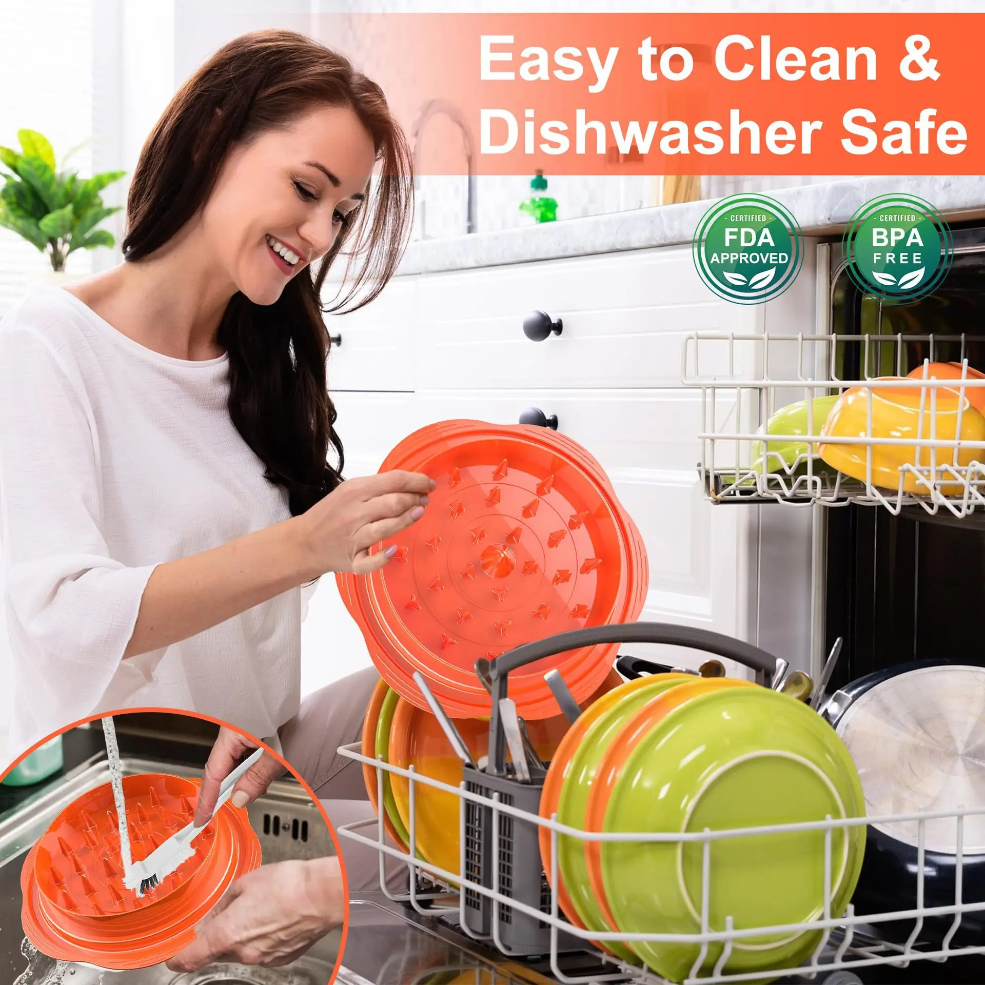 2024 Orange Chicken Shredder Large Chicken Breast Shredder Tool Twist with Brush&Fork, Visible Meat Shredder Machine for Kitchen