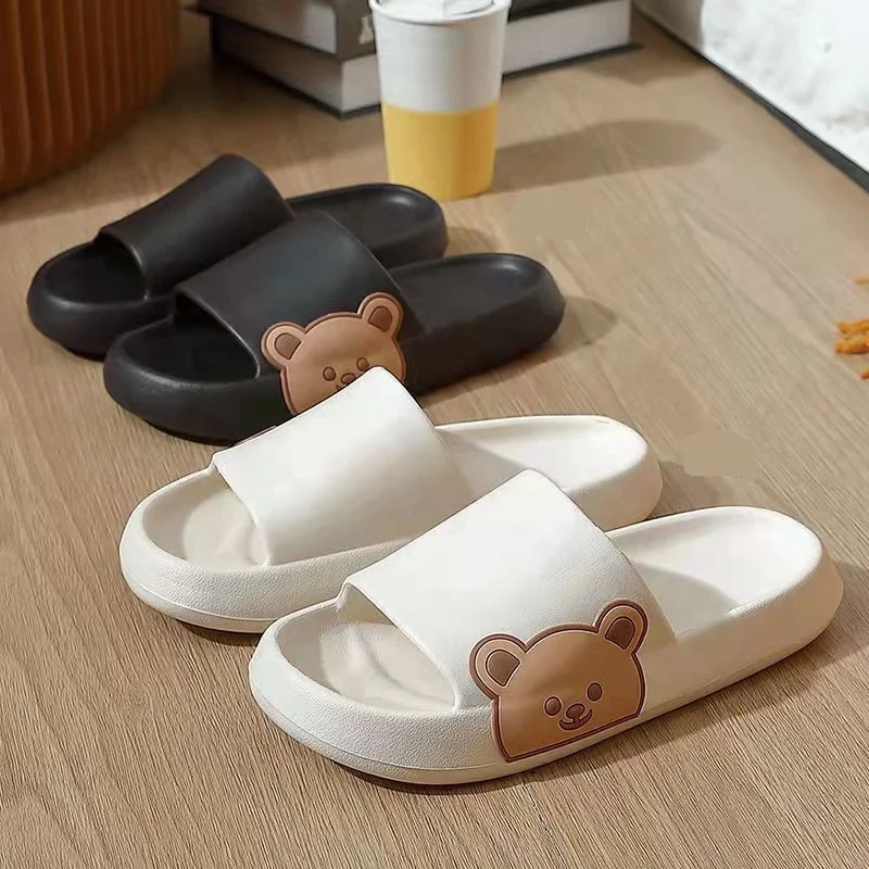 Summer woman and man  indoor outdoor thick sole animal bear  EVA slides slipper sandals