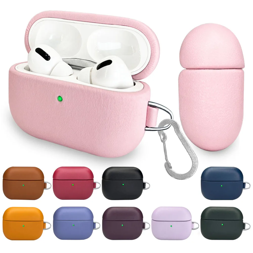AirPods Pro/ 2nd Generation Leather Case Cover, with Keychain, Full Protective PU  Skin Cover for Women Men , Front LED Visible
