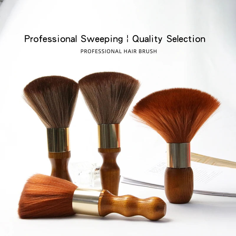 Neck Duster Brush Facial Cleaning cosmetic Hairbrush salon Soft Bristles Long Wooden Handle Hair clean Tools