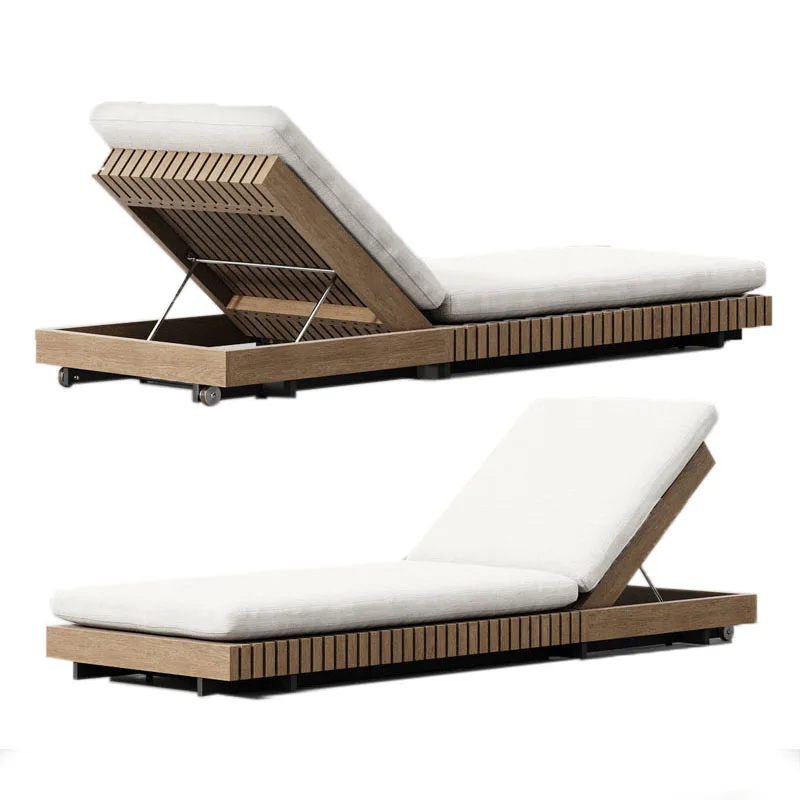 Hot Sale Most Popular For Hotel Outdoor Garden Sets Sunbed Wood Furniture Teak Chaise Teak Wood Sun Loungers