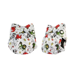 Printed 5 pack Bamboo Charcoal Snap Washable Waterproof Reusable Baby Diapers Nappies With Insert