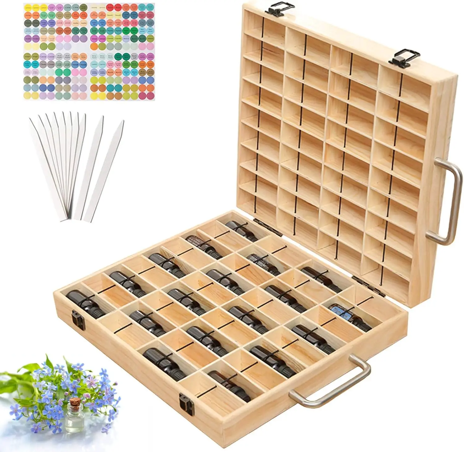 Wooden Essential Oil Box Nail Polish Aromatherapy Oils Display Holds Storage Case for Presentations Gift