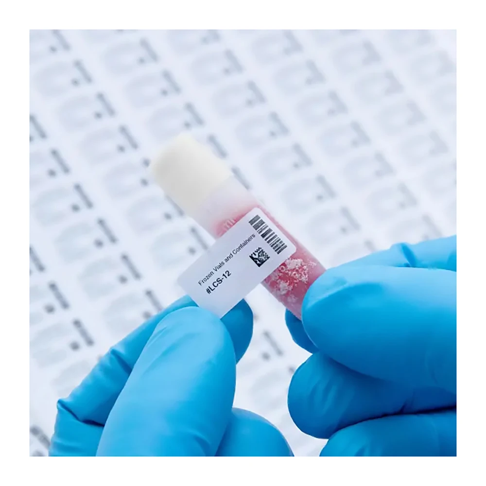 Custom Low Temperature Roll Etiqueta Medical Freezer Test Tube Cryogenic Label Blood Tube Sticker Barcode Lab Chemicals Label