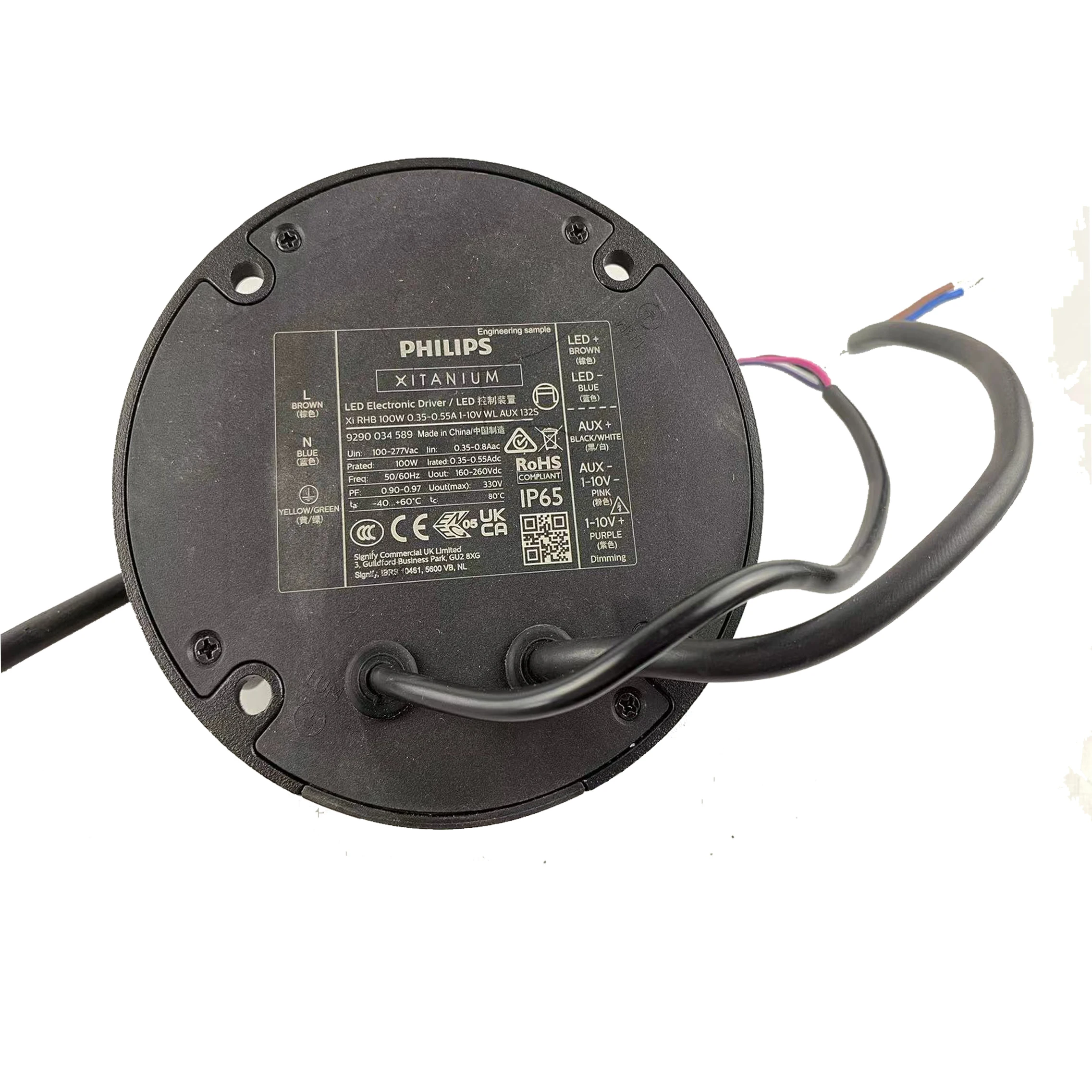 Xitanium Round Shape Highbay LED Drivers  Xi RHB 100W 0.35-0.55A 1-10V WL AUX 132S 929003458980
