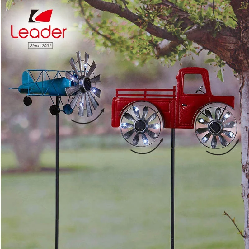 Garden Decor 3D Metal Wind Spinner Vintage Vehicle Solar Garden Spinners