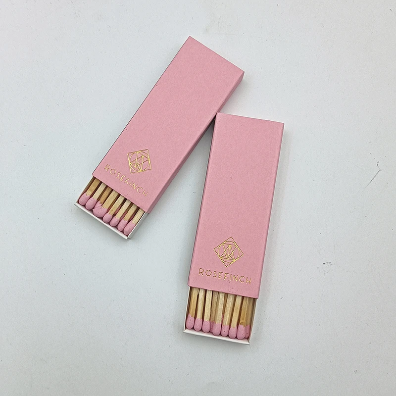 Розовые спичечные коробки безопасные натуральные спички индивидуальные оптовые черные деревянные домашние свечи