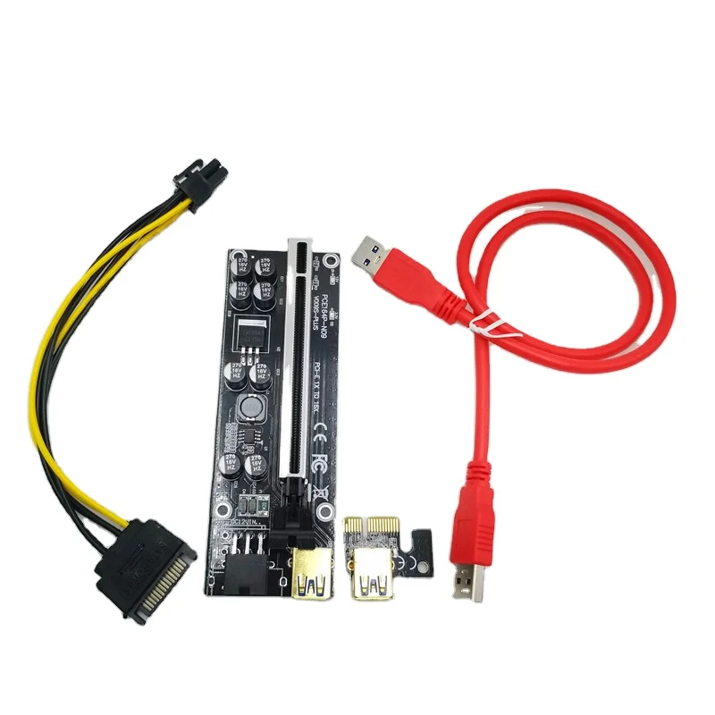 Cheap VER009S Plus PCI-E Riser Card VER 009S PCI Express 1X 4X 6X 8X 16X USB 3.0 Cable SATA to 6Pin Connector for mining