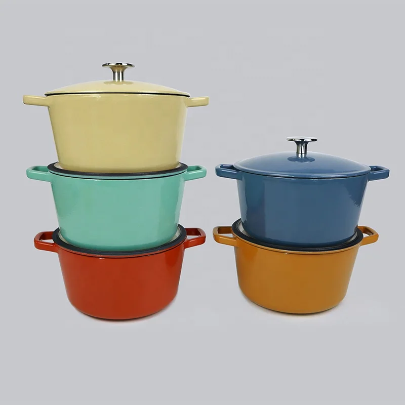 3.1qt 5.2qt подгонянный цвет чугунная эмалированная кастрюля с крышкой для
