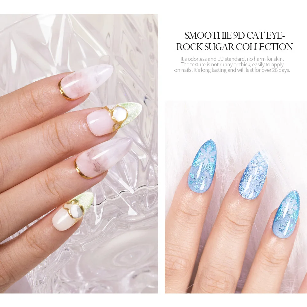 Private Label BOZLIN New Arrival 24 Colors Series Smoothie 9D Translucent Cateye Magnetic Nail Gel Cat Eye Nail Polish
