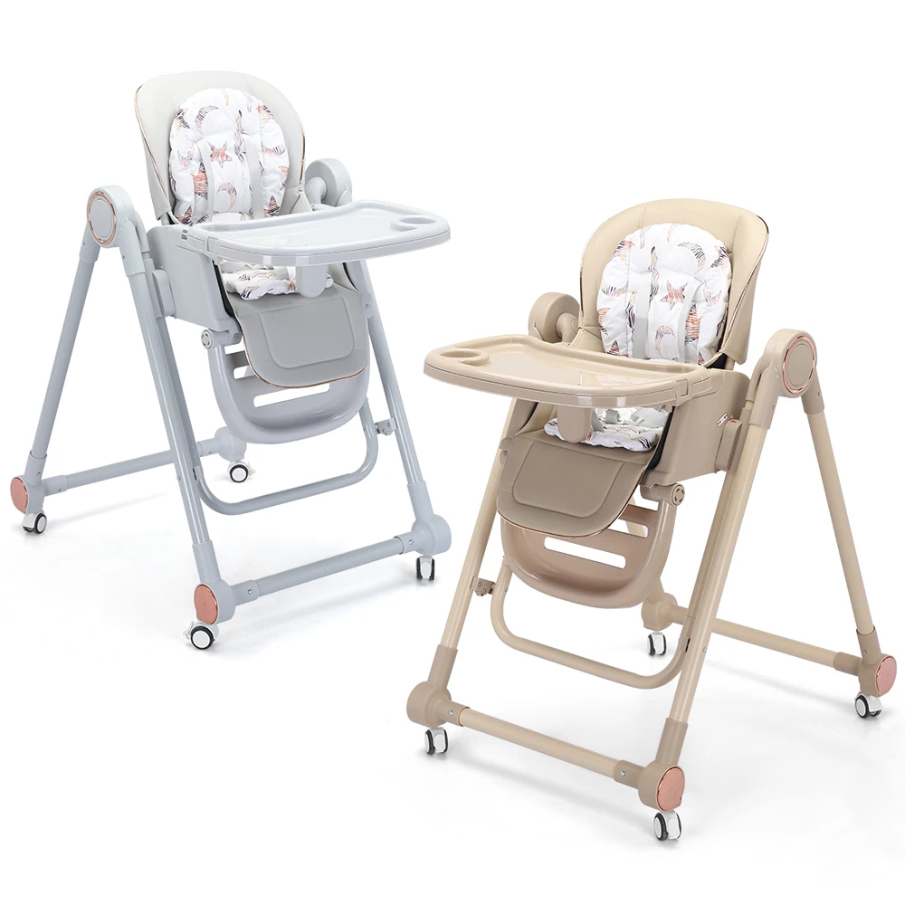 Custom Cheap Multifunction Foldable Baby Feeding High Chair Plastic Baby Eating Dining Chair With Detachable Double Tray
