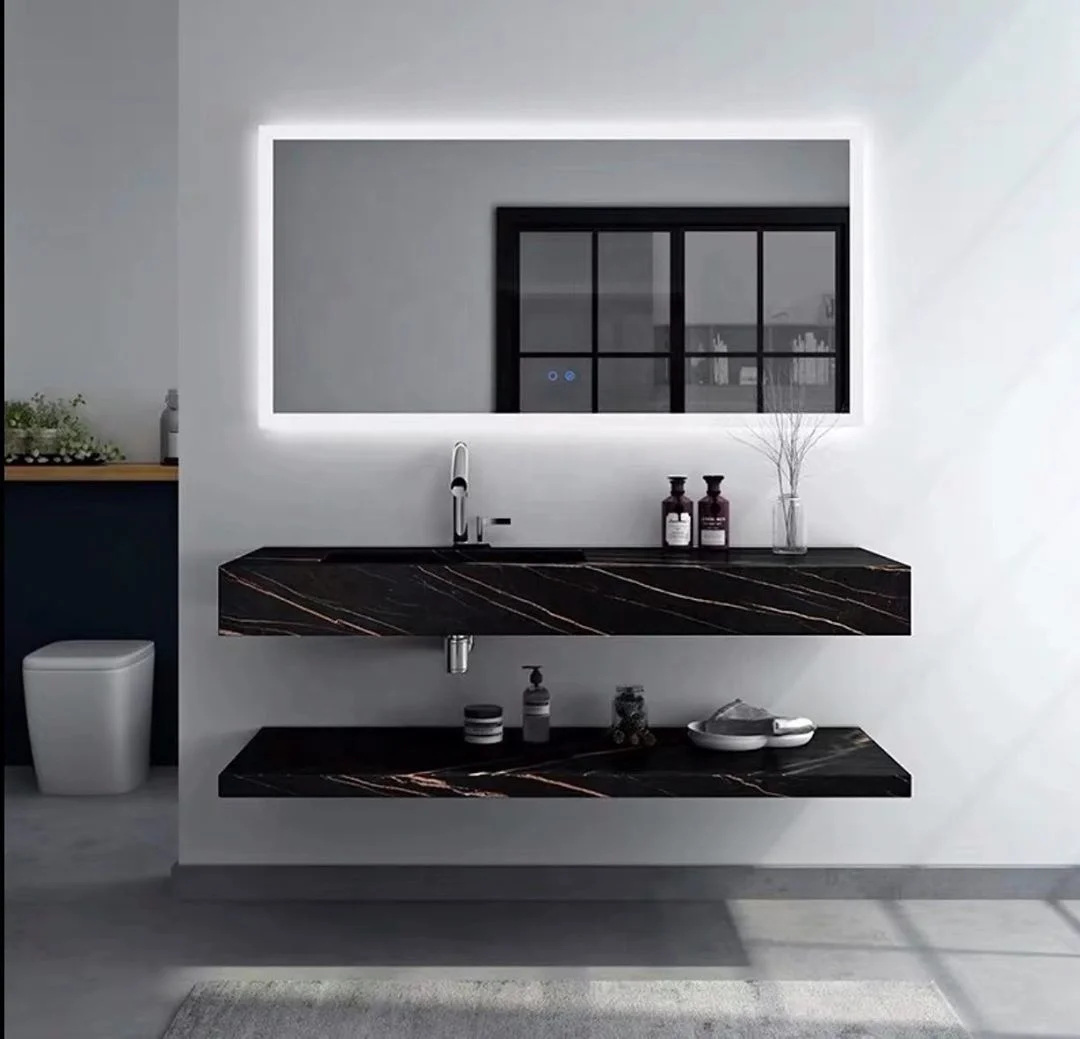 Italian porcelain counter-top ceramic basin Cabinet Sintered Surface Stone Couter-tops Bathroom Vanity