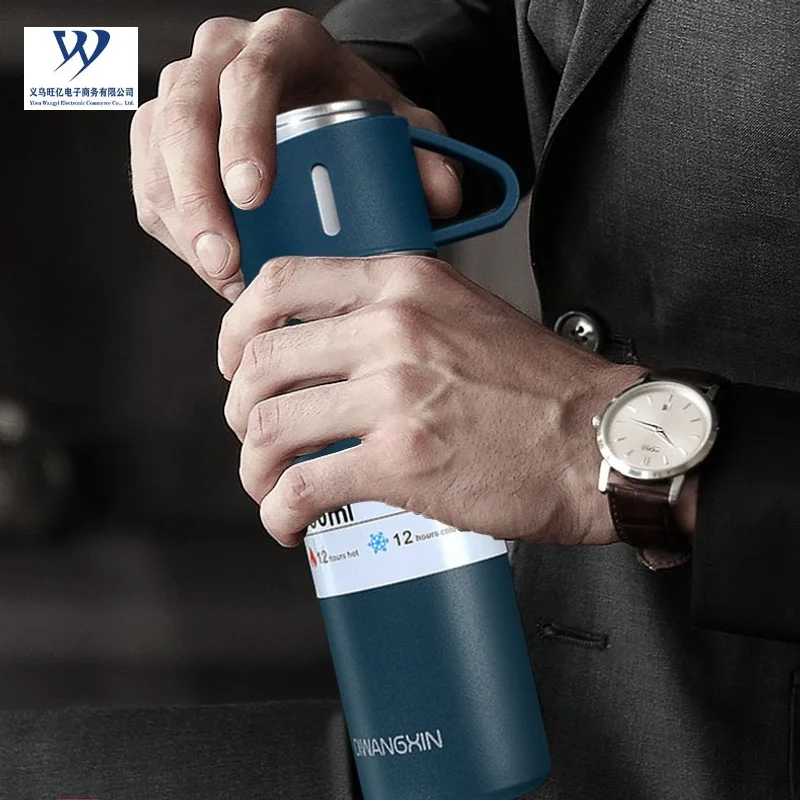 Doyoung 3Pcs Termo Vacuum Flask Set Stainless Steel Thermo 500ml/16.9oz Vacuum Insulated Thermal Bottle and Cups for Coffee