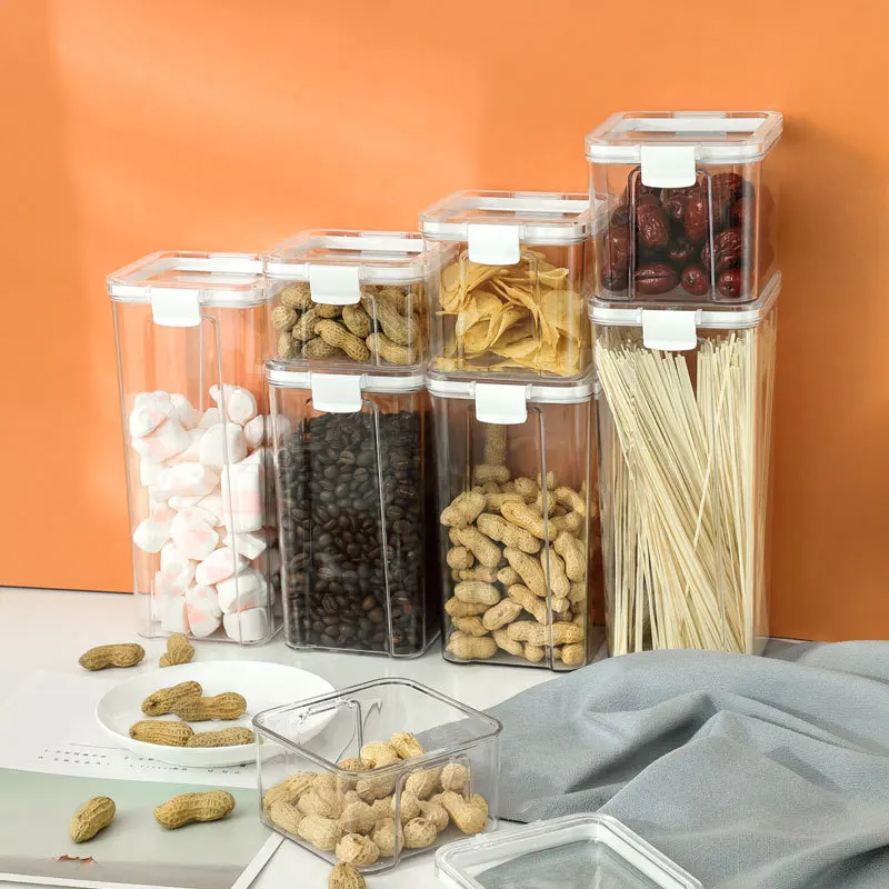 Plastic Storage Container Food Grade Airtight Jar with Lid Good Sealing White Black