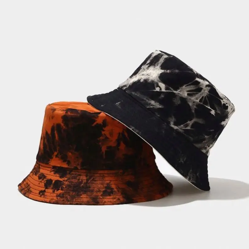 
hot sale 2021 Fashion 5 Colors Hip-hop Tie Dye Double Side Graffiti Fishermen Hat/Bucket Hat Unisex Spring Summer 