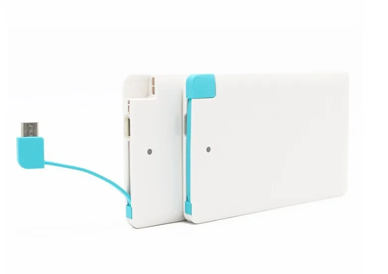 Promotional gift 2600mAh Mini powerbank Slim Card phone charger portable adapter power bank with full color printing