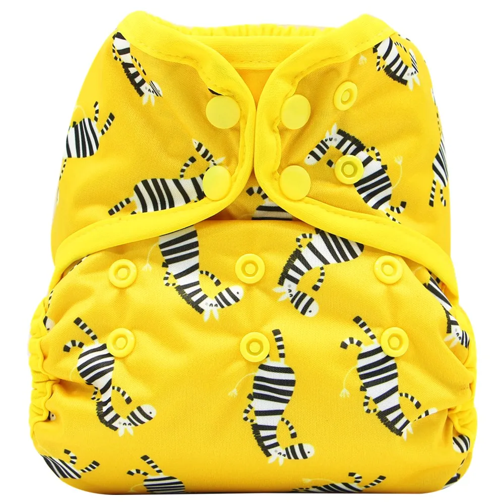 Animal Printed Baby Pocket Cloth Diapers Cover Adjustable Size with Snap Modern Cloth Nappy