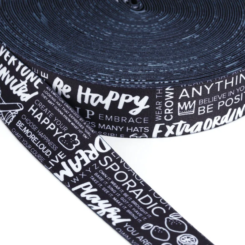 Polyester ribbon elastic lace ink printing paste printed word LOGO waist webbing