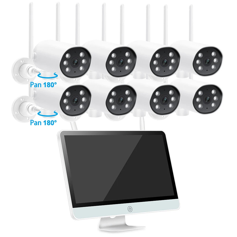 Techage 3MP Home Security Camera Wireless HD System With Speakers 12Inch Wifi Lcd Nvr Monitor Surveillance