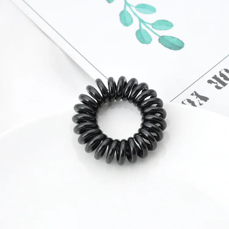 Hair Telephone Ring Factory Hair Tie Wholesale Plastic Wire Hair Ties Classical Black Telephone
