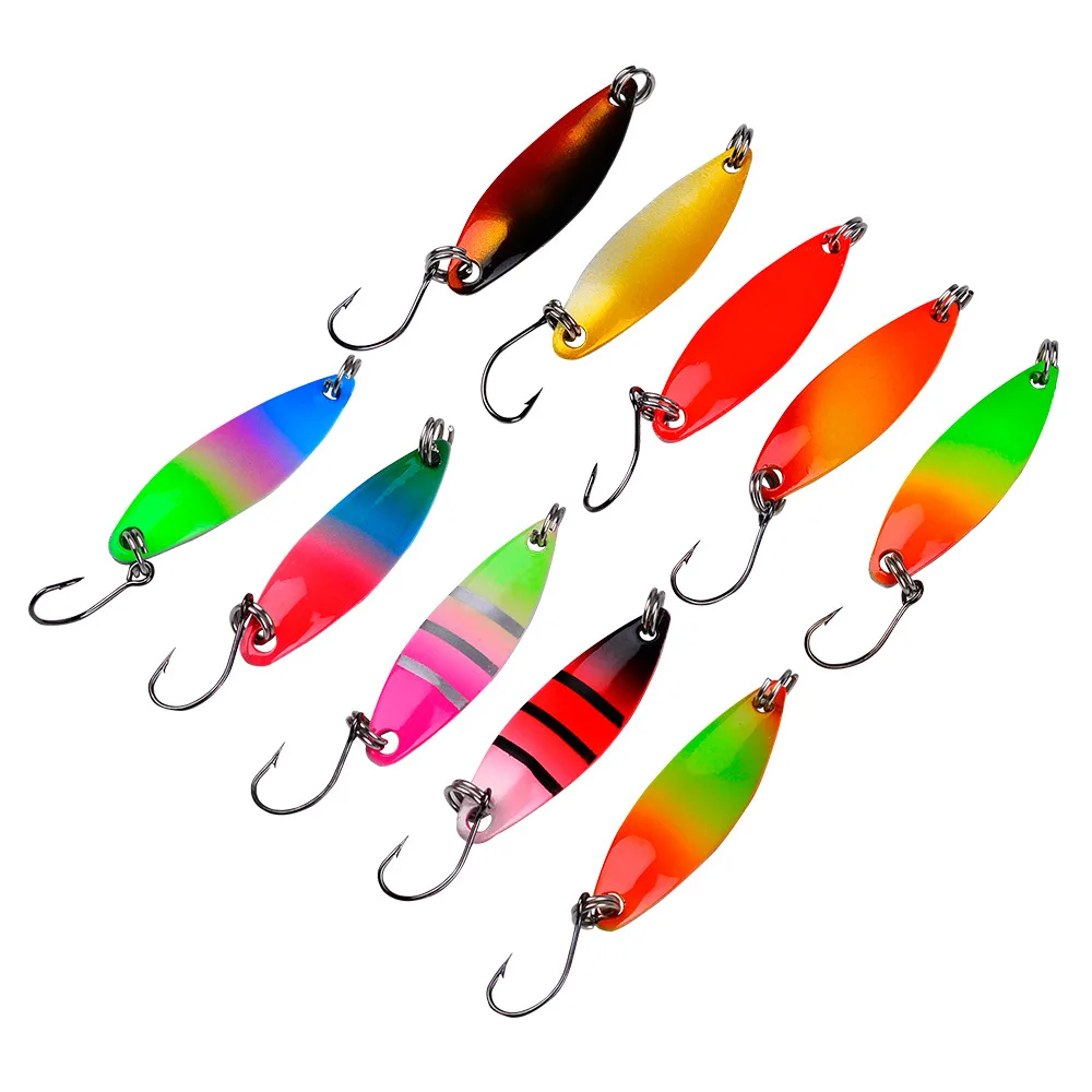 JETSHARK Wholesale Metal Trolling Spoon Fishing Lure 1.18/1.37inch 2.15/3.3g Hard Bait For Stream and River Fishing