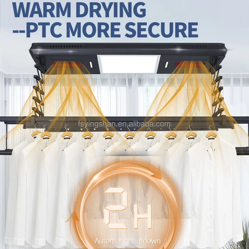 Smart Rack with Four Blowers 10M/S Super Wind Power Aluminum Ceiling Dryer for Clothes Drying Hanger High Wind Speed Balcony Use